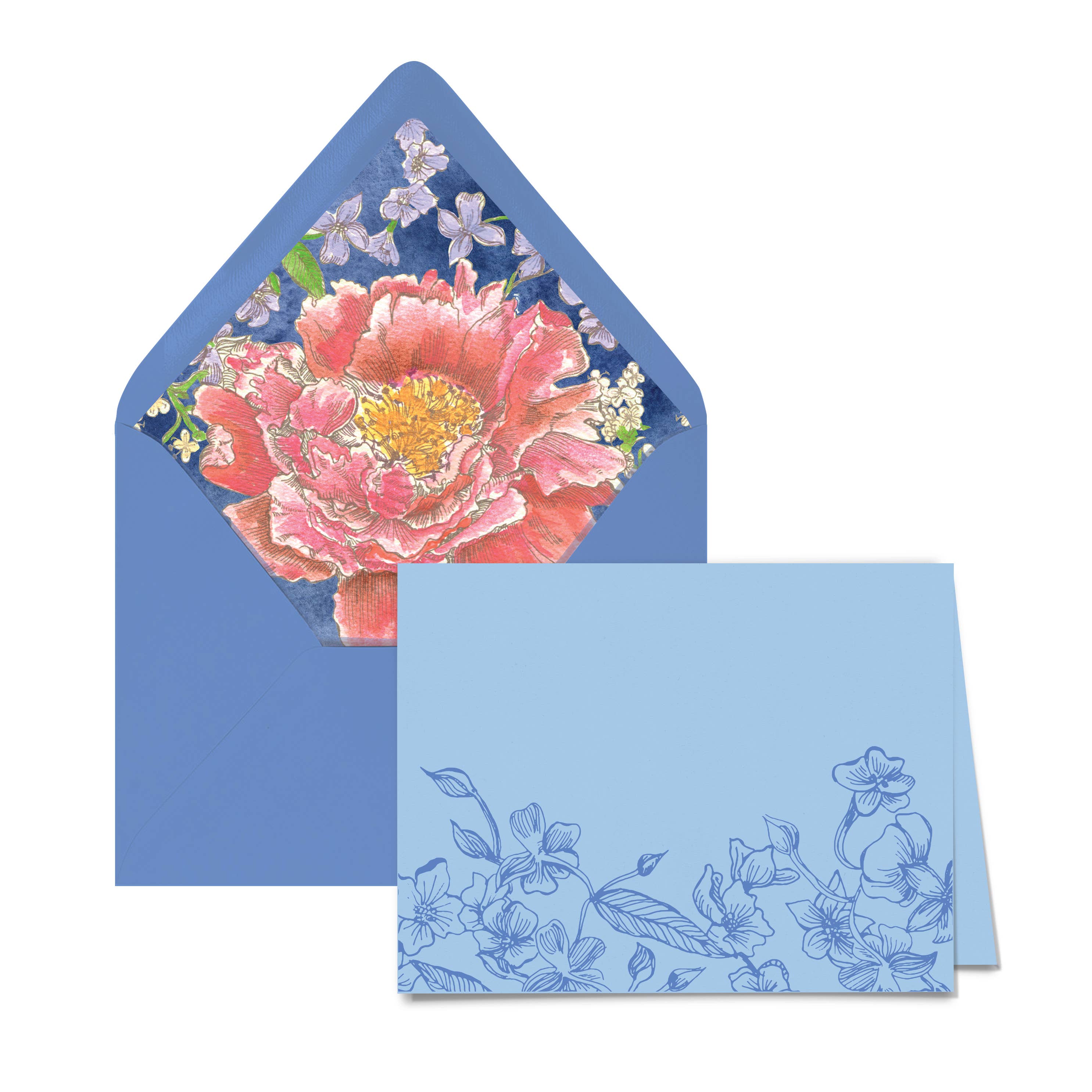 Set of 6 Notecards hand marbled paper decorative edging